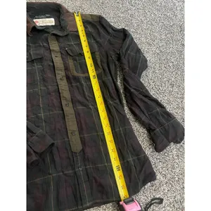 AllSaints Moorland Green and Brown Long Sleeve Flannel Plaid Shirt s thumbnail 5