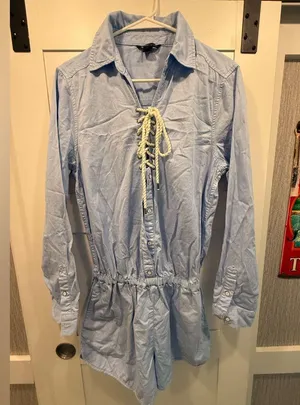 Victoria's Secret Light Blue Shirt Dress Romper, size 10 NWOT! thumbnail 1