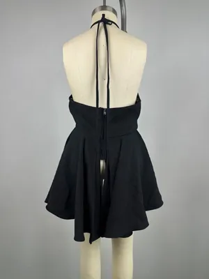 Do+Be Black Peplum Halter Size S thumbnail 3