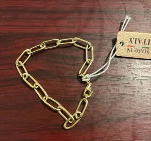 Made In Italy Gold Plated Tested Sterling Silver Paperclip Chain Bracelet 7.5” thumbnail 1