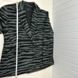Ann Taylor Black and Green Wool Blend ‎ Zebra Blazer size 14 thumbnail 8