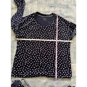 Nautica Navy Blue Polka Dot Plush Velour Pajama Set Women's Small thumbnail 9