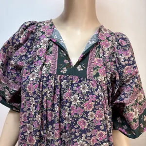 Anthropologie Self Contrast Kyra Peasant‎ Dress Size S Floral Tiered Maxi Puff thumbnail 2