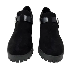 Black Faux Suede Chunky Lug Sole Platform Slip On Buckle Mary Jane Shoes Size 39 thumbnail 3