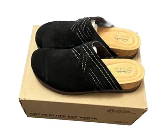 Clarks Womens Brynn Glide Black Suede Casual Mule Clog Slipper Shoes Size 8M thumbnail 2