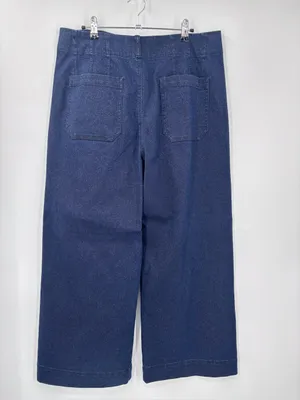Anthropologie NWOT The Maeve Colette Sparkle High-Rise Wide-Leg Cropped Jeans thumbnail 4