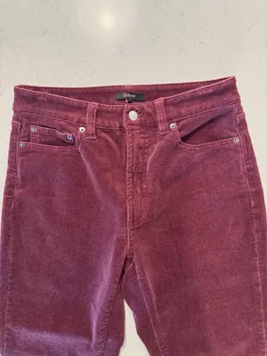 Quince Corduroy Pants Burgundy Straight Leg Organic Cotton 26 Inseam thumbnail 3
