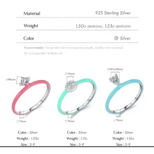 Pink Ceramic‎ Ring w/ Diamond Simulate |925 Sterling Silver thumbnail 4