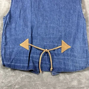 VTG Denim Animal Print Retro Womens Vest Patchwork 12 Large 80's Hippie Festival thumbnail 7
