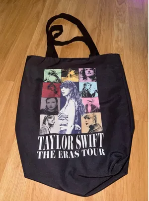 Taylor Swift The Eras Tour Black Canvas Tote Bag North American Dates Swiftie thumbnail 1