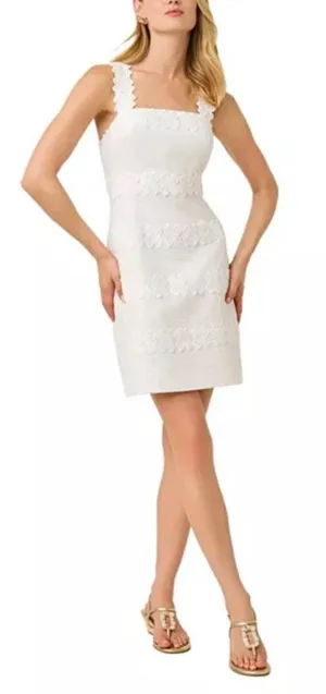 Lilly Pulitzer Davis Resort White Cotton Lace Trim Smocked Sundress Size 8 thumbnail 1