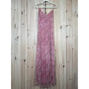 NWT Lulus Forever Dreamy Pink Floral Organza Backless Maxi Dress Gala Party XL thumbnail 2
