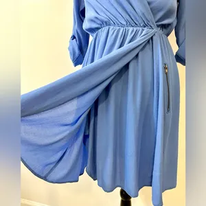 Maeve Lene Faux Wrap Dress in Blue Size XS thumbnail 8