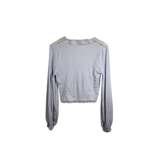 Free People Run With Me Lace Trim Cardigan in Lilac Size M thumbnail 9