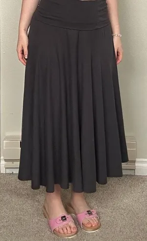 J. Crew Med. Midi Skirt Gray Cotton Modal Stretch Foldover Minimalist thumbnail 1