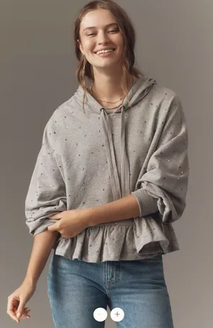 Anthropologie Pilcro Drop-Shoulder Flounce Hoodie thumbnail 1