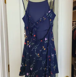 Flower of the Flock Navy Blue Floral Print Skater Dress - M thumbnail 5