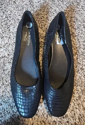 Kim Rogers Devyn Black Croc Embossed‎ Ultra Comfort Ballet Flats Womens 9.5M thumbnail 1