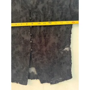 Commense Black Sheer Eyelash Textured‎ Button Up Top Long Flare Sleeve XS thumbnail 4