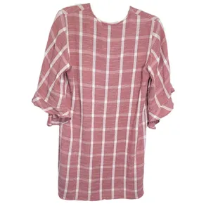 BCBGMAXAZRIA Tati Maroon Plaid V Neck Dress Size Small‎ thumbnail 3