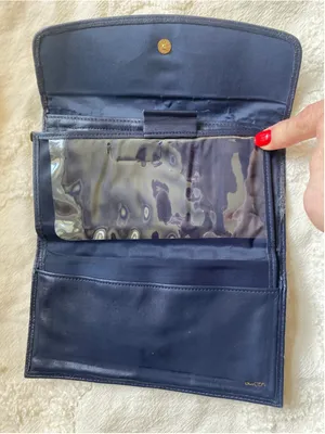 Buxton Vintage Navy Blue Lambskin Leather Wallet Clutch Organizer Kisslock Purse thumbnail 4