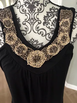 Magic size medium black beaded tank top thumbnail 4