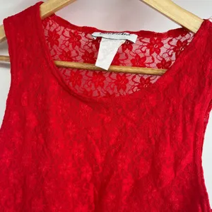 Connected Y2K Red Lace‎ Tank Top Women's Size Small Sleeveless Sheer Floral thumbnail 2