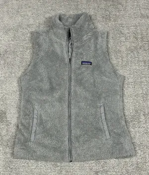 Patagonia Los Gatos Fleece Vest Womens Large Sherpa Gray Full Zip Pockets 25216 thumbnail 1