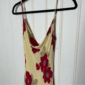 Privacy Please Ozark Mini Dress Sand Poppy Red Floral Cowl Low Back Small 453 thumbnail 7