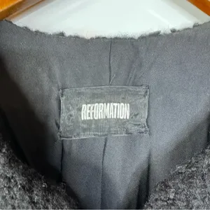 Reformation Black Fuzzy Long‎ Coat Size Small thumbnail 4