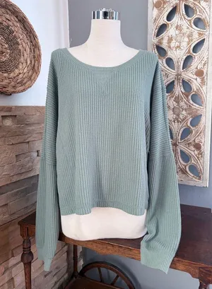 Aeropostale Women's Sage Green Crew Neck Sweater thumbnail 1