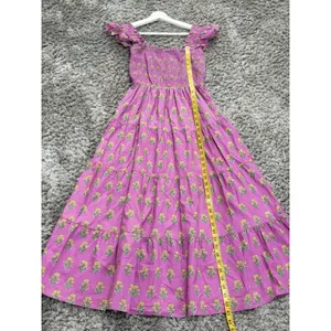 Ultramarine Floral Smocked Tiered Midi Dress Cottagecore Boho Peasant L NWT thumbnail 9
