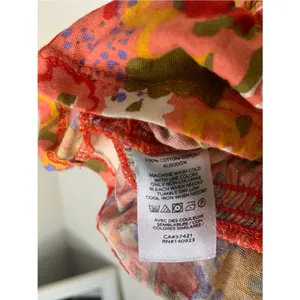 LOFT Red Multi Floral Cotton Puff Sleeve Smocked Waist Blouse S Spring thumbnail 4