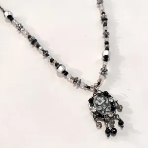 Victorian enamel style necklace Silver thumbnail 5