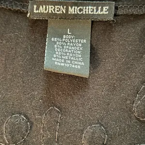 Lauren Michelle Black Top Cardigan with white embroidered Details.Sz L thumbnail 3