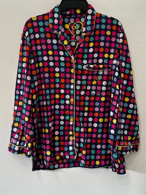 Victoria's Secret Pajama Set M Multi-Color Polka Dot 100% Cotton Button Up Pants thumbnail 2