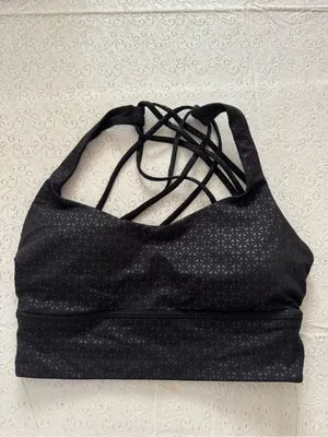Lululemon black geometric design criss cross sports bra padded US 4 workout thumbnail 3