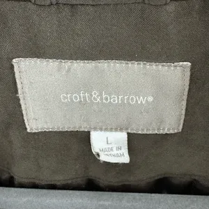 Croft‎ & Barrow Brown Full Zip Soft Faux Suede Mock Neck Jacket Pockets Size L thumbnail 8