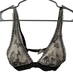 Intimately Free People Alia Cream & Black Floral Bralette‎ thumbnail 1