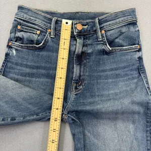 MOTHER The Insider Crop‎ Step Chew Jeans Dancing On Coals Blue Distressed 26 thumbnail 9