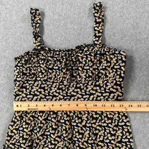 Row A Floral Mini Dress Size Small Navy Blue/Yellow Ruffle Tiered Sundress thumbnail 3