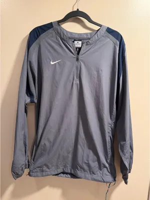 Nike Men's Gray and Navy quarter zip windbreaker Mens size Small thumbnail 1