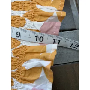 Jacquie The Label Smocked Crop Top Womens M Orange Pink Floral Puff Sleeve M thumbnail 7