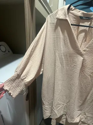 Tan button up blouse from a boutique thumbnail 2