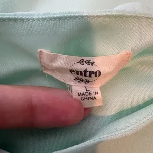 Entro Mint Green Lace Bell Sleeve‎ Shift Dress Pastel Feminine Bohemian Large thumbnail 5
