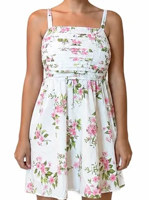 Blu Pepper white dress with pink floral print thumbnail 1