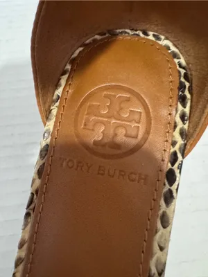 Tory Burch Kitten Heel Snake Print Wedge Sandals Womens 6 Summer Casual Leather thumbnail 10