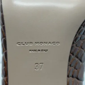 $289 NWT Club Monaco Mule Heels Women's Sz 7 Brown Croc Embossed Pointed Toe thumbnail 12