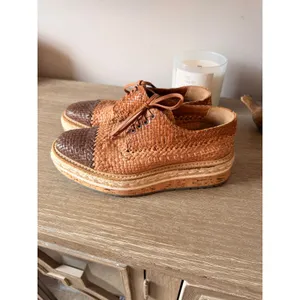 Prada Madras Tricolor Woven Leather‎ Platform Espadrille Oxfords Womens 38.5 thumbnail 4