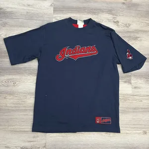 Lee Blue & Red Cleveland Indians Short Sleeve 100% Cotton Women's T-Shirt Size M thumbnail 2